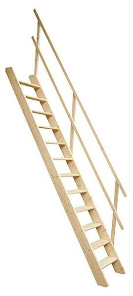 Solid Elements Stopnišče s prečkami (Višina nadstropja: 272 cm, Smreka/jelka)