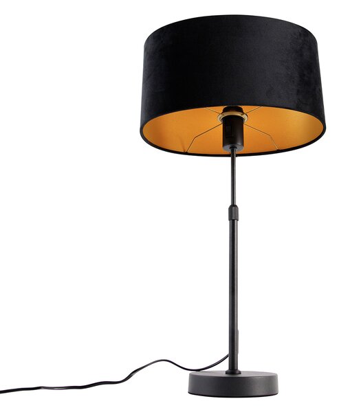 Namizna svetilka črna z ovalnim žametnim odtenkom črna 35 cm - Parte