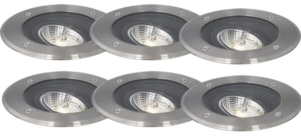 Set 6 modernih zunanjih talnih reflektorjev iz jekla AR70 nastavljiv IP65 - Delux