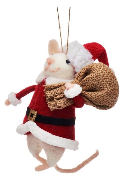 Tekstilni okrasek za jelko Santa Mouse – Sass & Belle