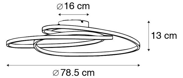 Stropna svetilka črna 78 cm z LED 3 stopnjami zatemnitve - Rowin