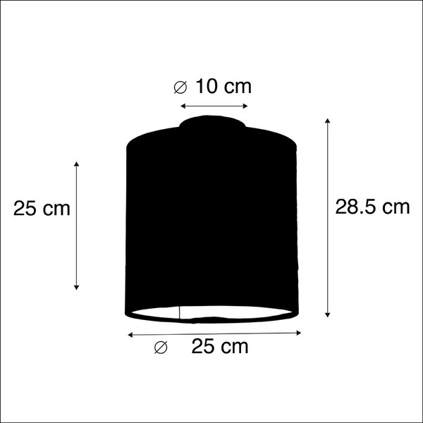 Stropna svetilka z velur odtenkom zelena z zlatom 25 cm - kombinirano črna