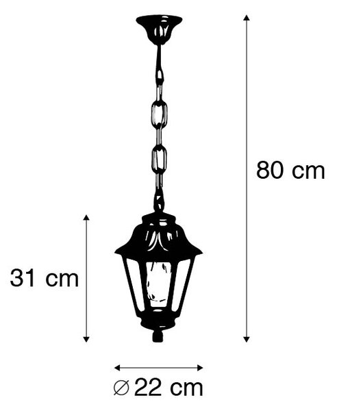 Podeželska zunanja viseča svetilka črna IP44 - Anna