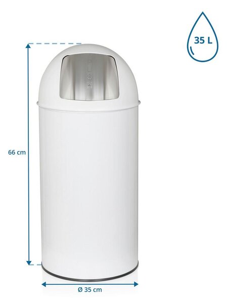 MID.YOU Koš Za Smeti Push, 35 L, Bela