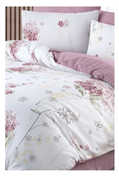 Belo-rožnata posteljnina za zakonsko posteljo/podaljšana z rjuho/4-delna 200x220 cm Floral – Mila Home
