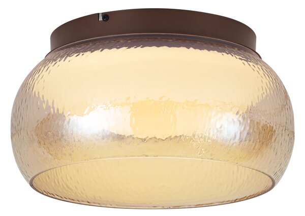 Art Deco stropna svetilka rjava z jantarnim steklom vključno z LED 3-stopenjsko zatemnilna - Thimble