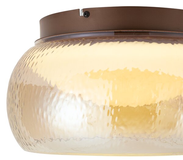 Art Deco stropna svetilka rjava z jantarnim steklom vključno z LED 3-stopenjsko zatemnilna - Thimble