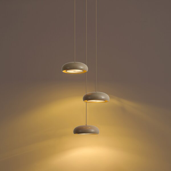 Macaron Retro 6-Light Pendant Lamp with Taupe Metal Shades