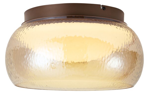 Art Deco stropna svetilka rjava z jantarnim steklom vključno z LED 3-stopenjsko zatemnilna - Thimble