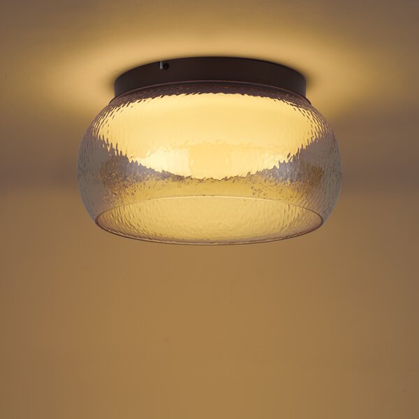 Art Deco stropna svetilka rjava z jantarnim steklom vključno z LED 3-stopenjsko zatemnilna - Thimble