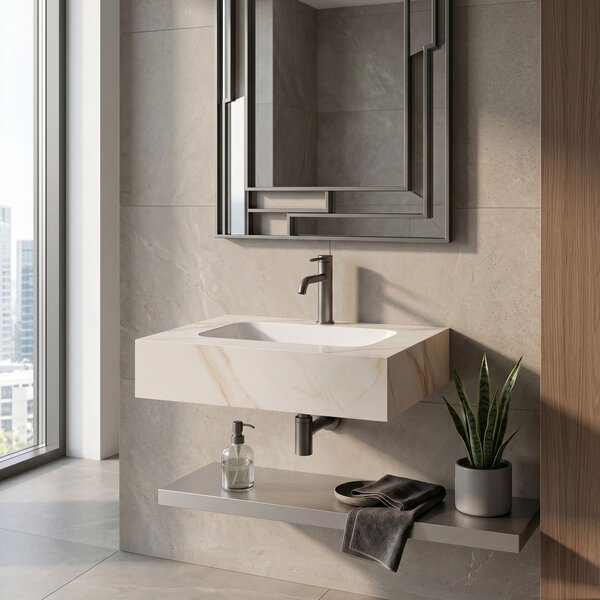 Stenski umivalnik Rea Aresa Grey Gold 70