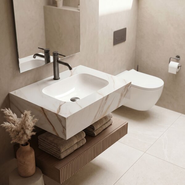 Stenski umivalnik Rea Aresa Grey Gold 70