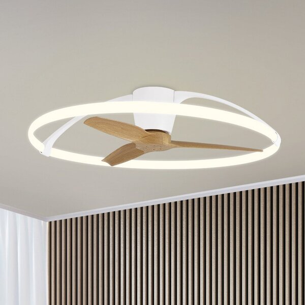 Mantra Iluminación Pametni LED stropni ventilator Nepal, bel/buk, enosmerni tok, tiho delovanje, zatemnjen, Les, Dnevna soba / jedilnica, Kovina, Sodobni