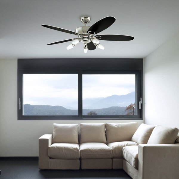 Westinghouse Stropni ventilator z lučjo Arius, daljinski upravljalnik, Črna, Dnevna soba / jedilnica, Kovina, Sodobni