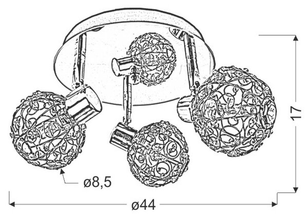 STROPNA SVETILKA Collar 44/44/17 cm