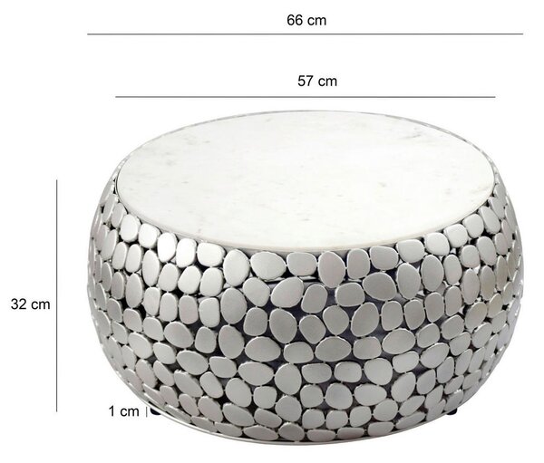 KLUBSKA MIZA, 66/32/66 cm srebrne barve
