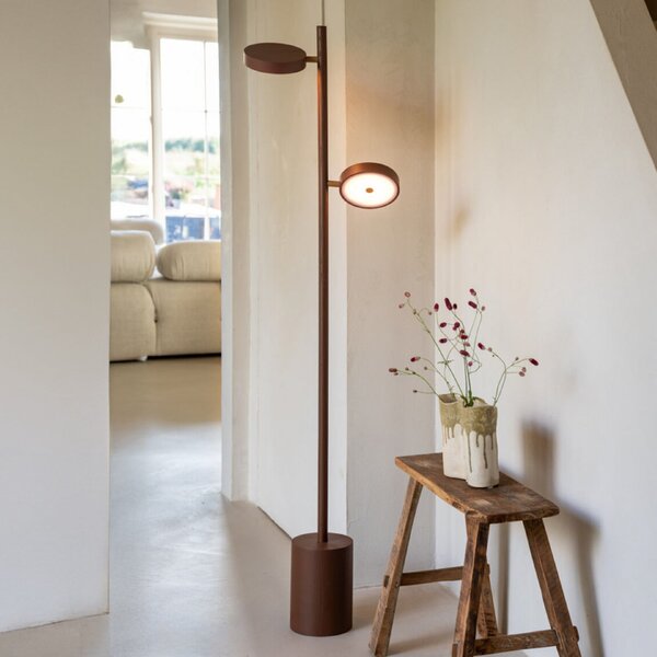 Good & Mojo GOOD MOJO LED-stoječa svetilka Okinawa, 2-krilna, rjava, 146 cm, les, zatemnjen, Rjava / rjasta, Dnevna soba / jedilnica, Les, Sodobni