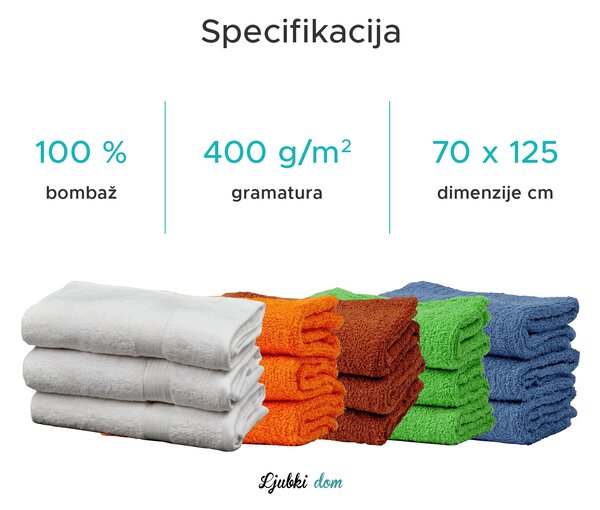 Brisača SOFT 70x125 cm bela, 100% bombaž