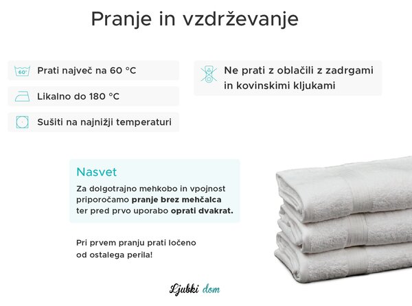 Brisača SOFT 70x125 cm bela, 100% bombaž