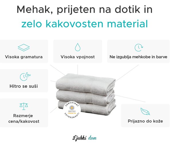 Brisača SOFT 70x125 cm bela, 100% bombaž