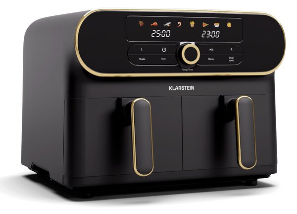 Klarstein AuraAir Color Touch teplovzdušná fritéza, 2 komory, 10 l, 1700 W, 80 - 200 °C, 8 programov