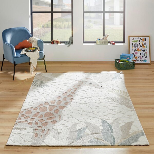 OTROŠKA PREPROGA GIRAFFE 80/150 cm tkano krem barve, večbarvno