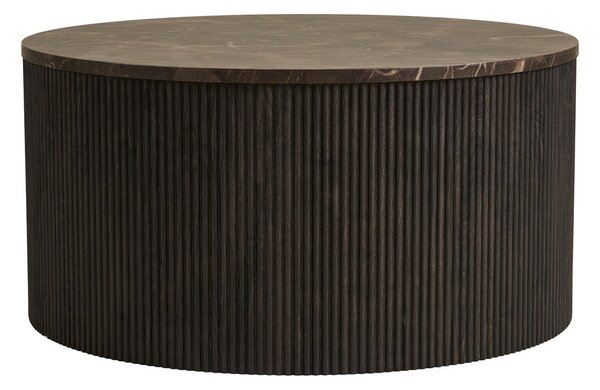 Temno rjava okrogla klubska mizica z mizno ploščo v marmornem dekorju ø 80 cm Rota – House Nordic