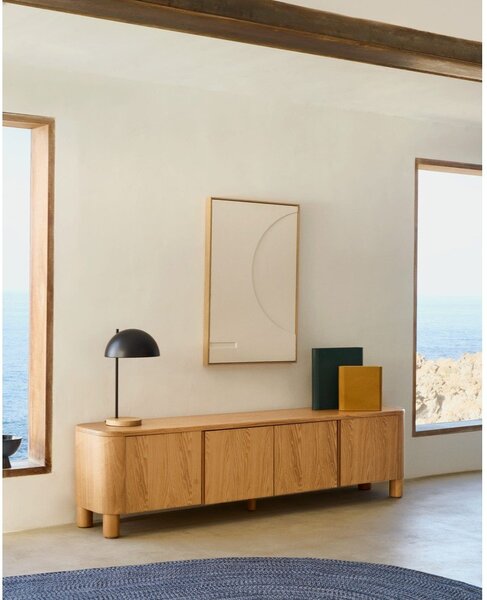 TV omarica v jesenovem dekorju v naravni barvi 200x52x40 cm Salaya – Kave Home