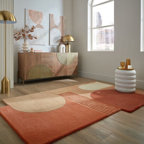 Ročno tkana volnena preproga v barvi terakote 150x240 cm Lozenge Terracotta – Flair Rugs