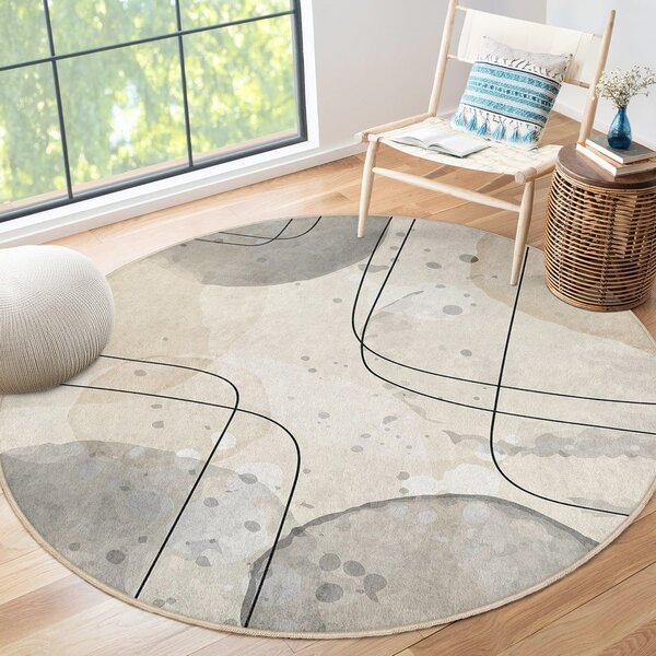 Bež pralna okrogla preproga ø 120 cm Simple Lines – Mila Home