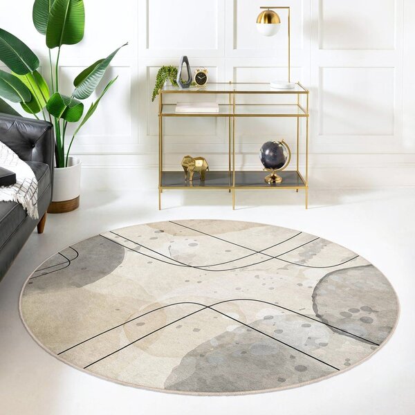 Bež pralna okrogla preproga ø 120 cm Simple Lines – Mila Home