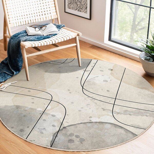 Bež pralna okrogla preproga ø 120 cm Simple Lines – Mila Home