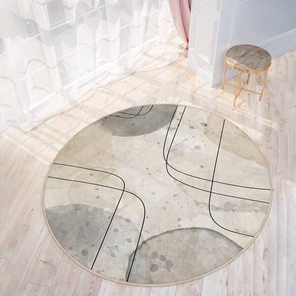 Bež pralna okrogla preproga ø 120 cm Simple Lines – Mila Home