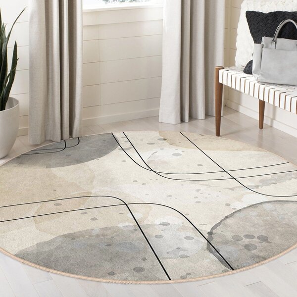 Bež pralna okrogla preproga ø 120 cm Simple Lines – Mila Home