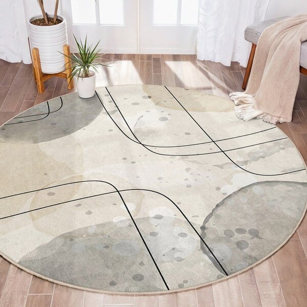 Bež pralna okrogla preproga ø 120 cm Simple Lines – Mila Home