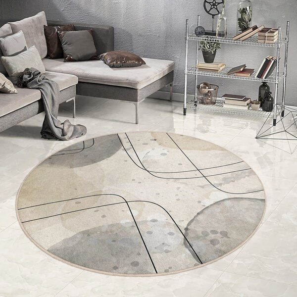 Bež pralna okrogla preproga ø 120 cm Simple Lines – Mila Home
