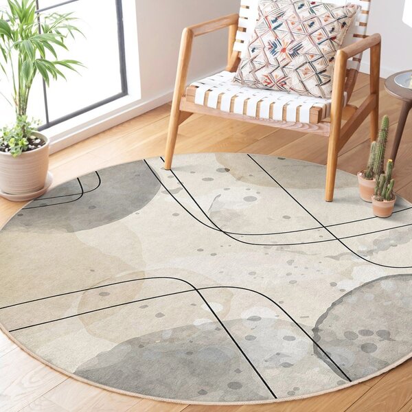 Bež pralna okrogla preproga ø 120 cm Simple Lines – Mila Home