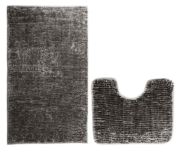 Temno sive kopalniške preproge v kompletu 2 ks za WC 80x50 cm Bati – Restilo