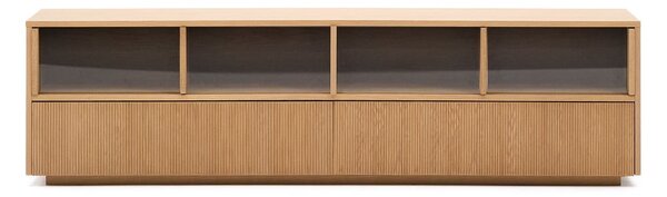 TV omarica v hrastovem dekorju v naravni barvi 200x54x40 cm Helvine – Kave Home