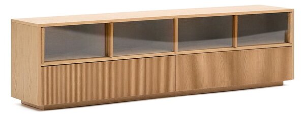 TV omarica v hrastovem dekorju v naravni barvi 200x54x40 cm Helvine – Kave Home