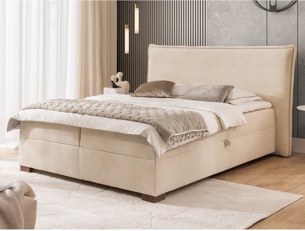 Bež boxspring postelja s prostorom za shranjevanje 160x200 cm Lysa – Ropez
