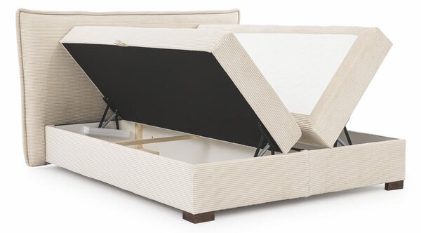 Bež boxspring postelja s prostorom za shranjevanje 160x200 cm Lysa – Ropez