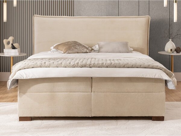 Bež boxspring postelja s prostorom za shranjevanje 160x200 cm Lysa – Ropez