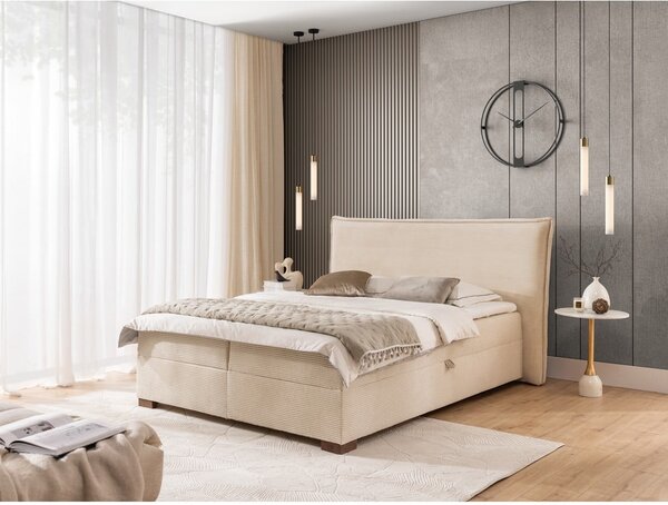 Bež boxspring postelja s prostorom za shranjevanje 160x200 cm Lysa – Ropez