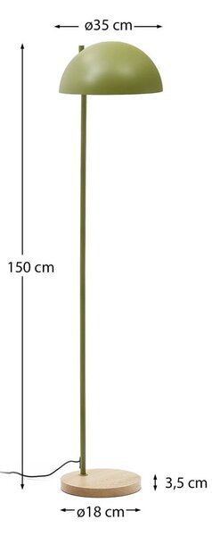 Zelena/naravna stoječa svetilka s kovinskim senčilom (višina 150 cm) Catlar – Kave Home