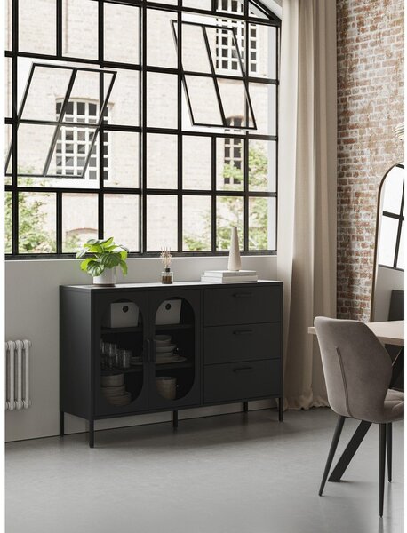 Črna komoda 140x90 cm Diora – Marckeric
