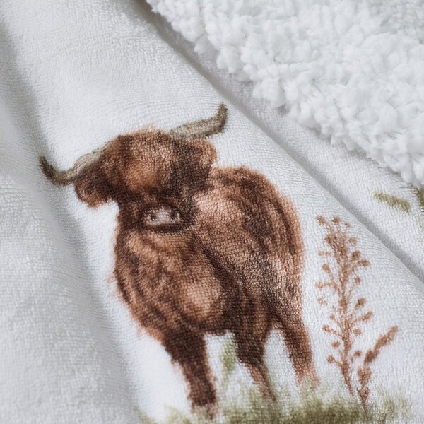 Rjava/bež odeja iz mikropliša 130x170 cm Angus Highland Cow – Catherine Lansfield