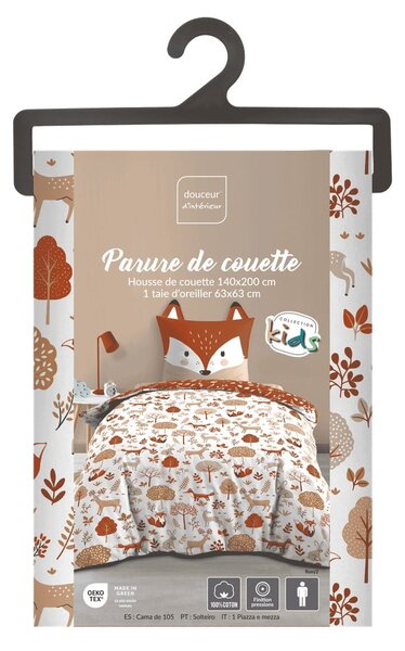 Enojna bombažna otroška posteljnina v beli barvi in barvi terakote 140x200 cm Roxy – douceur d'intérieur