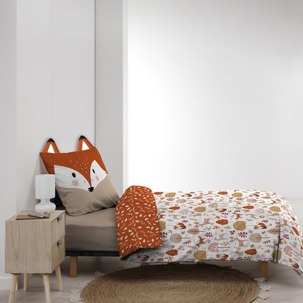Enojna bombažna otroška posteljnina v beli barvi in barvi terakote 140x200 cm Roxy – douceur d'intérieur