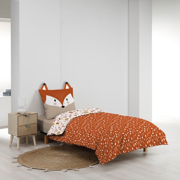 Enojna bombažna otroška posteljnina v beli barvi in barvi terakote 140x200 cm Roxy – douceur d'intérieur